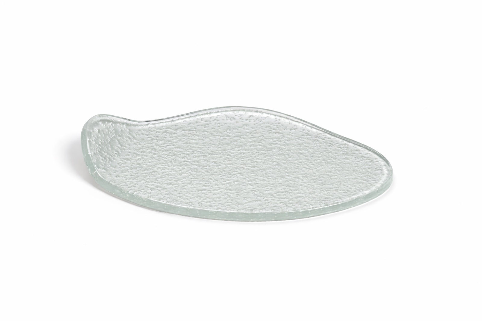 Free-form wave-shaped clear frosted glass platter